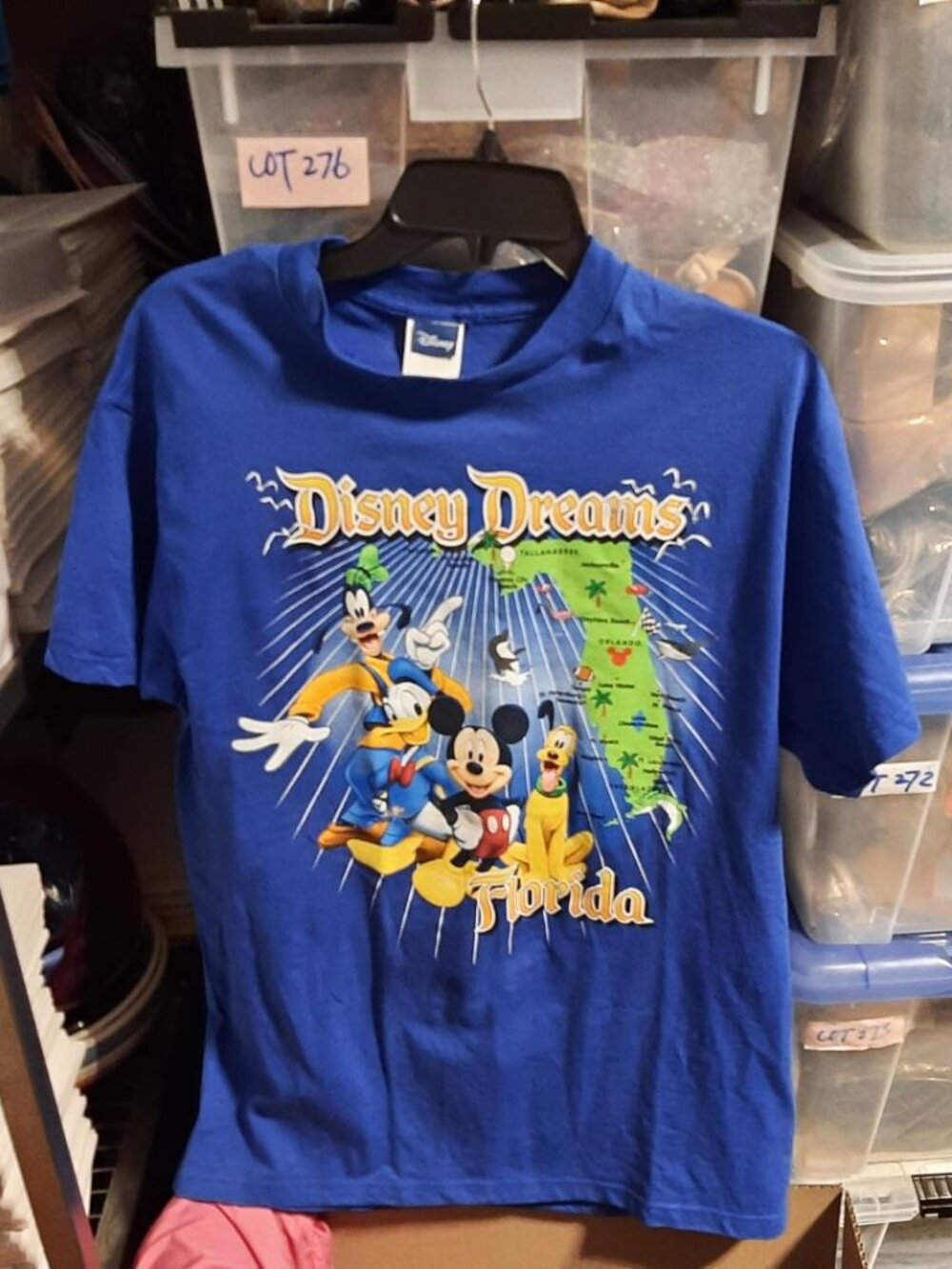 NEW ! Blue Disney Dreams TShirt Map Florida Mickey/Donald Duck/Goofy/Pluto Sz M